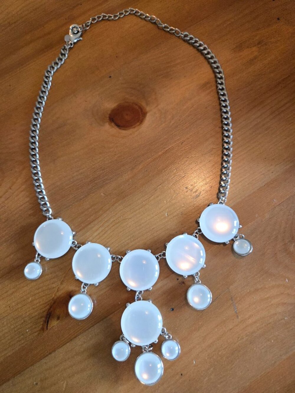 White Iridescent Statment Necklace